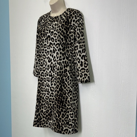 Rag & Bone - Leopard Brown & Creme Print 100% Silk 3/4 Sleeve Lined Dress SZ 4 - Picture 5 of 15